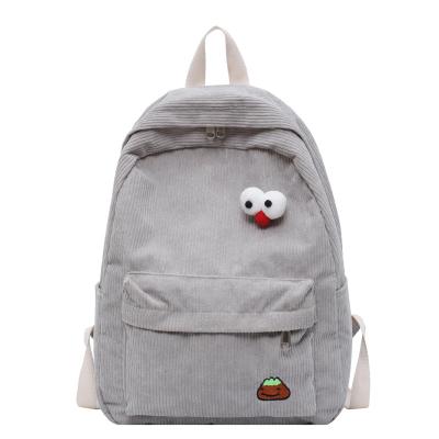 China 2021 Water Proof Corduroy Backpack Female 2021 Female Student Campus Backpack High School University Student Practical Bag New for sale