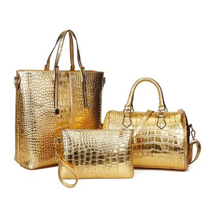 China SP756 New Fashion Autumn Shoulder Handbags For Women Luxury Gold 3pcs Handbag Set for sale