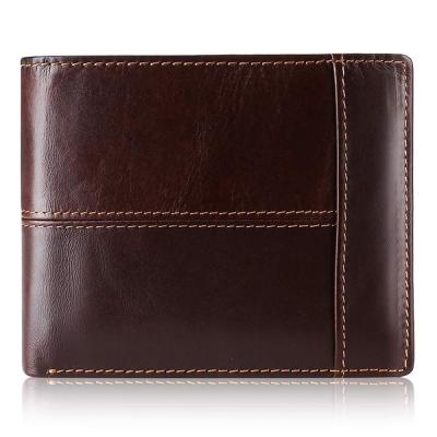 China SP364 Anti Theft Mens Wallet RFID Genuine Leather Bifold Wallets For Men With ID Window 16 Card Holders for sale