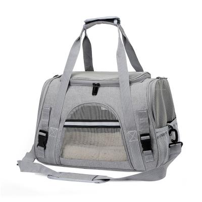 China Factory SP868 Outdoot Breathable Mesh Viable Pet Case Transparent Travel Pet Shoulder Carrier Bag With Pet Protection Interior for sale