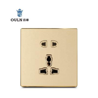 China Luxury Tough Acrylic British Gold T30 Wall Switch 5pins Electrical Socket for sale