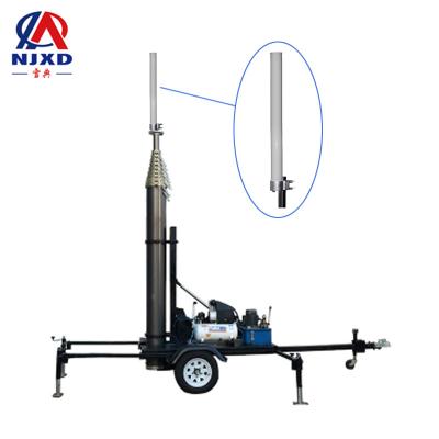 China Military vehicle\emergency commands\surveillance\etc hot sale 1m XD019 30m 1kg to 300kg trailer mounted pneumatic telescopic mast for radio antenna for sale