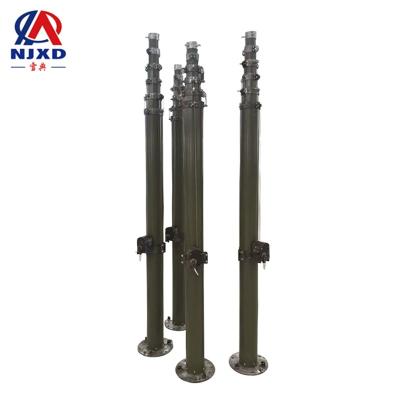 China Military vehicle\emergency commands\surveillance\etc hot sale 1m to 20m 1kg to 50kg Tripod Mounted Manual Winch Telescopic Mast for Radio Antenna for sale