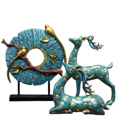 China Europe OEM Customized Deer Animal Indoor Crafts Resin Sculpture Home Ornaments for sale