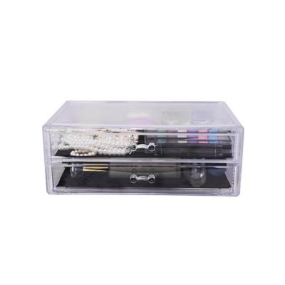 China Viable competitive price makeup storage box a newly designed storage box with two stable drawers and recyclable makeup drawer for sale