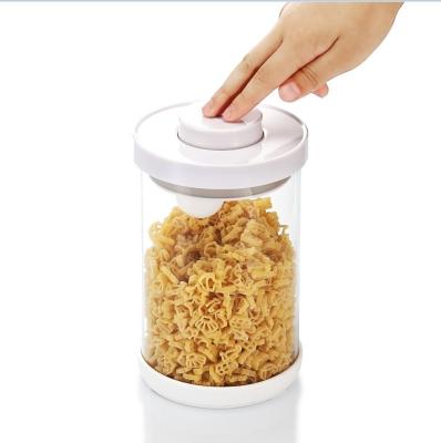 China One hand open and best close wholesale cereal storage jar specializing in the production of 1200ml food storage box transparent glass storage box for sale