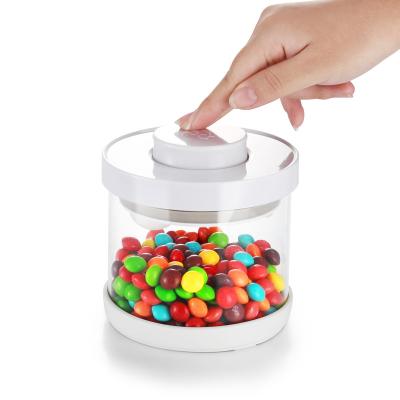 China One hand open and close 2021 China newly designed cereal storage jar seal jar durable glass food grade storage box for sale