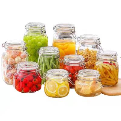 China Sustainable Custom Food Grade Kitchen Pantry Sealed Square Storage Preservation Bottles Glass Kitchen Storage Jar Storage Box Set With Lid for sale