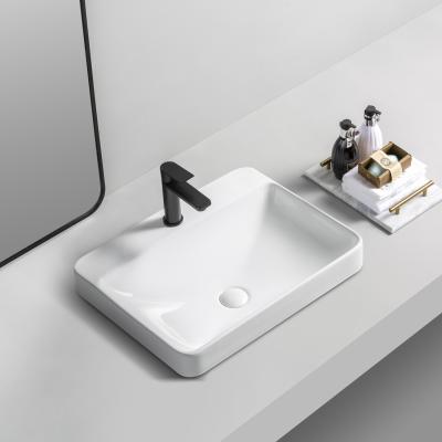 China Modern Factory Direct Sale Bathroom Semi-counter Style High Quality Hand Wash Ceramic Sink for sale