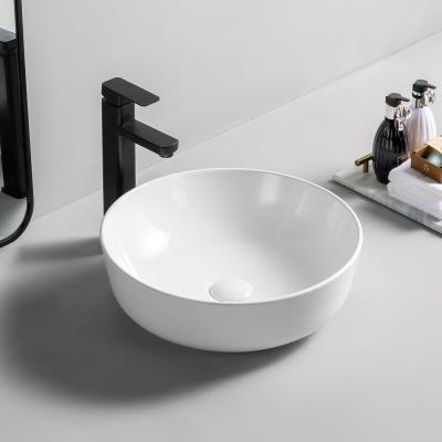 China Modern Style Table Top Washroom Sink Modern Round Shape No Hole Lavabo Sink Hotel Supermarket Wash Basin for sale