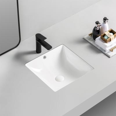 China Modern Hot Selling Hotel Villa Bathroom Vanity Square Bathroom Ceramic Undermount Wash Basin Sink for sale