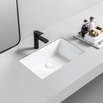 China Modern Hot Sale Sanitary Ware Europe Undermount Bathroom Sink Rectangular Ceramic Wash Basin For Hotel Project for sale