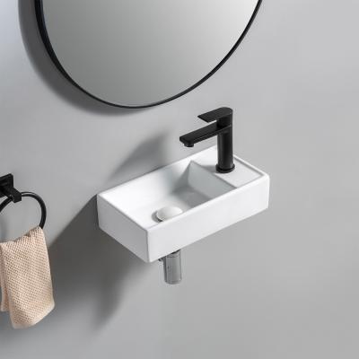 China Factory Direct Wall Hung Portable Sink Hand Wash Basin Ceramic Bathroom Basin Modern Wash Basin Square Style for sale