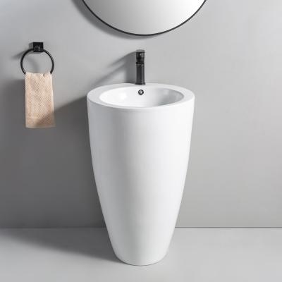 China Modern Hot Sale Hand Wash Basin Pedestal High Quality Round Shape Freestanding Ceramic Washroom Sink With Export Standard for sale