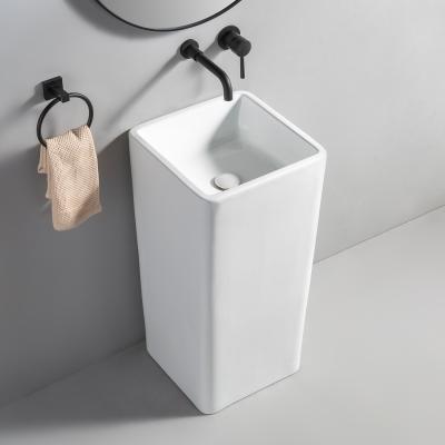 China Modern High End Wash Basin With Stand High Quality Eco-friendly Bathroom Ceramic Pedestal Washroom Sink for sale