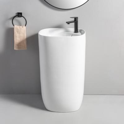 China Factory Direct Sale Modern One Piece Vanity Sink Wash Basin Hand Wash Basin With Pedestal Bathroom Basin for sale