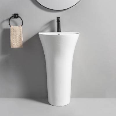 China Modern Popular High Quality Pedestal Sink Freestanding Ceramic Sanitary Ware Wash Basin With Pedestal for sale