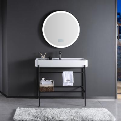 China Modern Simple Home Modern Bathroom Vanity Black Makeup Decor Double Sink With Cabinets for sale