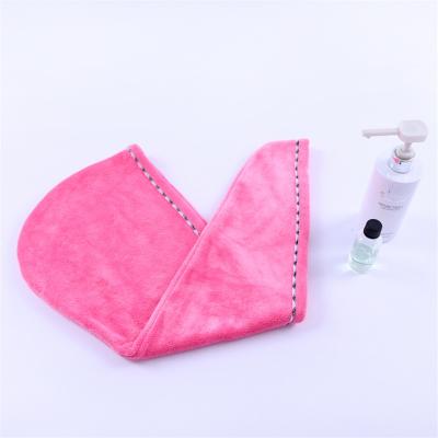 China Lady High Density Viable Lovely Bath Cap Of Coral Velvet Dry Hair Triangle Hat for sale