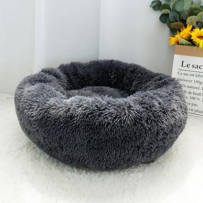 China Hot Supplier Luxury Soft Plush Products Dropshipping Pet Bed Cushion Donut Round Cat Dog Sofa Bed Viable for sale