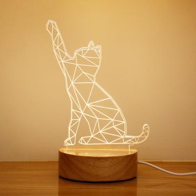 China Dropshipping Modern Custom Acrylic Table Lamp 3D Illusion Cat Lamparas Led Night Light 3d for Christmas for sale