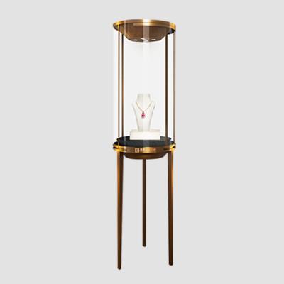 China Modern Display Jewelry Showcase Freestanding Round Glass Display Cabinet for sale