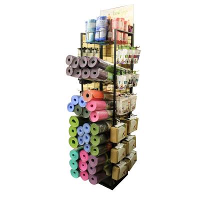 China Fashionable Vertical Mat Display Stand Yoga Mat Storage Display Rack With Store Fixture for sale