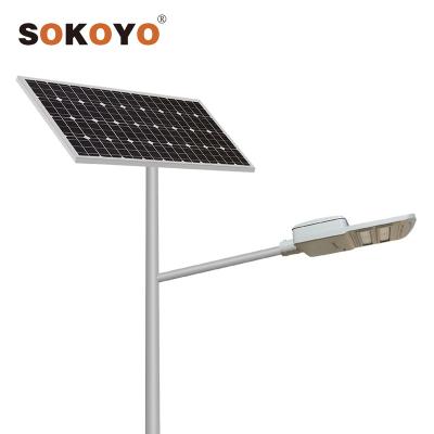 China ROAD SOKOYO 2020 high quality 60w outdoor waterproof ip66 led outdoor solar light with lithium battery for sale