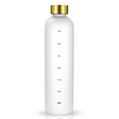 China Viable Bottle Motivational Water Bottle with Time Marker, BPA Free Tritan Frosted Plastic, 1 Liter 32 oz | 1 bottle for sale