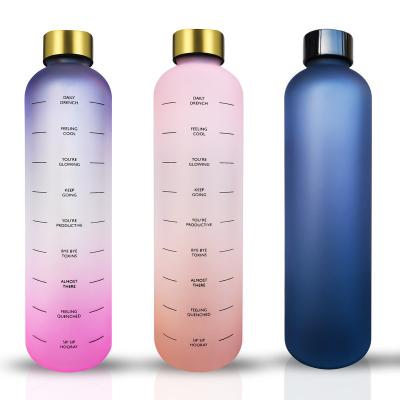 China Large 32 oz Viable Water Bottle Tritan Fitness Frosted Motivational Drinking Water Bottle For School/Sport/Gym With Time Marker for sale