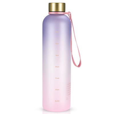 China 2021 Hot Sustainable Product Time Marker Tritan Sport BPA Free Plastic Frosted Water Bottle for sale