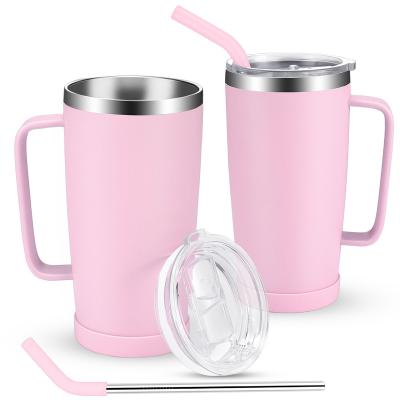 China Amazon Best Seller PORTABLE 20 oz Insulated Stainless Steel Water Tumbler with Handle and Silicone Bottom Stream Cup with Straw for sale