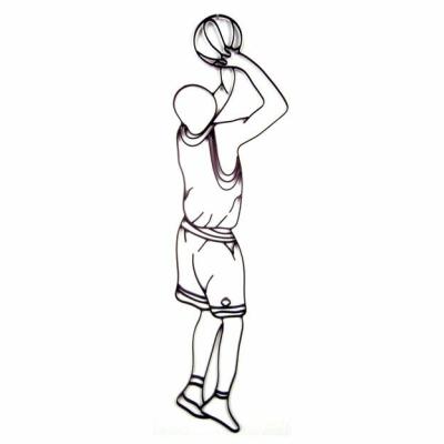 China Simple Abstract Wall Art Home Decor Modern Wall Decoration Metal Iron Drawing Basketball Shooter Opens Gifts for sale