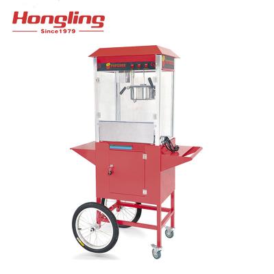 China Roof Design With Cart HL-08C Kitchen Snack Equipment Roof Design Commercial Cinema Electric Popcorn Machine With Cart for sale