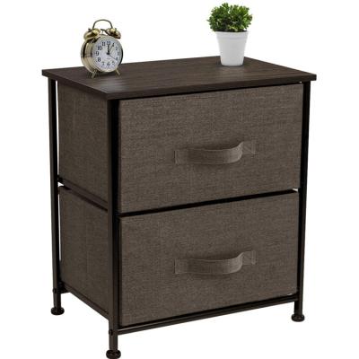 China Customized Viable 2 Drawer Storage Chest With Foldable E1 MDF Board Drawer Cabinet Dresser Storage Tower for sale