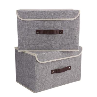 China Sustainable Cotton Canvas Storage Box With Lids Foldable Storage Container Storage Box Desktop Organizer for sale