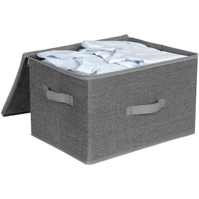 China Storage Case Bins Bins Large Capacity Storage Box Viable Breathable Canvas Foldable Organizer With Zipper Lid for sale