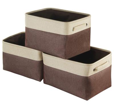 China Metal Viable Sturdy Collapsible Frame Bins Foldable Storage Cloth Cube Storage Basket With Handles for sale