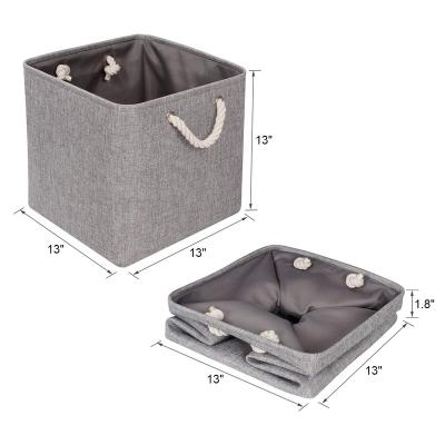 China Sustainable Hot Sale Storage Laundry Basket Organizer Cotton Linen Fabric Storage Basket for sale