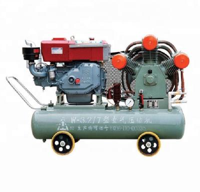 China 3 cylinder 3m3/min 7 bar lubricated diesel piston portable air compressor for mine quarry for sale