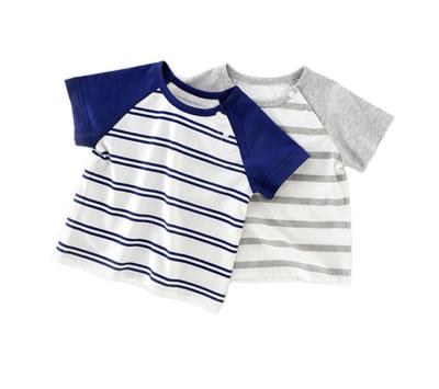 China Good Selling Eco Friendly 100% Combed Cotton Boys Summer Toddler Stripe Kids T-shirt Waterproof for sale