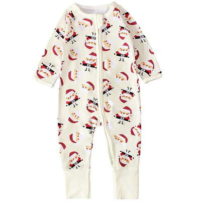 China Christmas Romper Good Quality 100% Cotton Thermal Cute Zipper Sleepwear Long Sleeve Baby Romper for sale