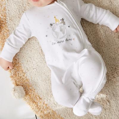 China Breathable 2 Piece Organic Cotton Baby Clothes Newborn Soft Comfortable Funny Sleepsuit Romper Jumpsuit Hat Unisex Set for sale