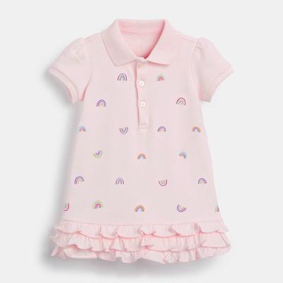 China Breathable Wholesale Girls Dresses Spring Summer Print Short Sleeve Off Shoulder Baby Dresses for sale