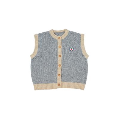 China Breathable Factory Direct Supplier Single Button Knitted Cute Cartoon Pattern Plain Kid Vest for sale