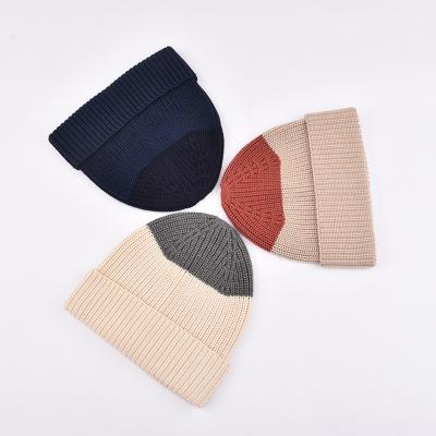 China Three Color Knit Hats Wholesale Custom Round Two Head Color Quilting Chunky Wool Kid Knit Hats for sale