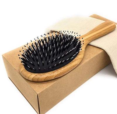 China Factory Supply Free Sample Nondisposable Custom Boar Blend Bamboo Bristle Nylon Bristle Hair Brush for sale