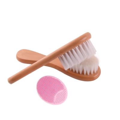 中国 Baby Goat Compact Wooden Hair Brush | Eco friendly hair brush for newborn and toddler girl/boy with a silicone brush 販売のため