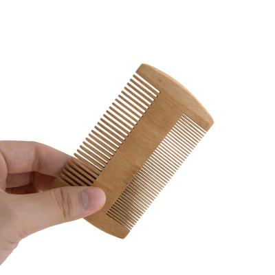 China Home Custom Portable Hot Hair Comb Travel Logo Natural Double Sided Bamboo Wooden Beard Comb for sale