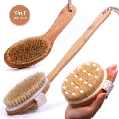 China Long Handle Wholesale Body Brush Wooden / Bamboo Handle Boar Stiffens Bath Body Brush for sale